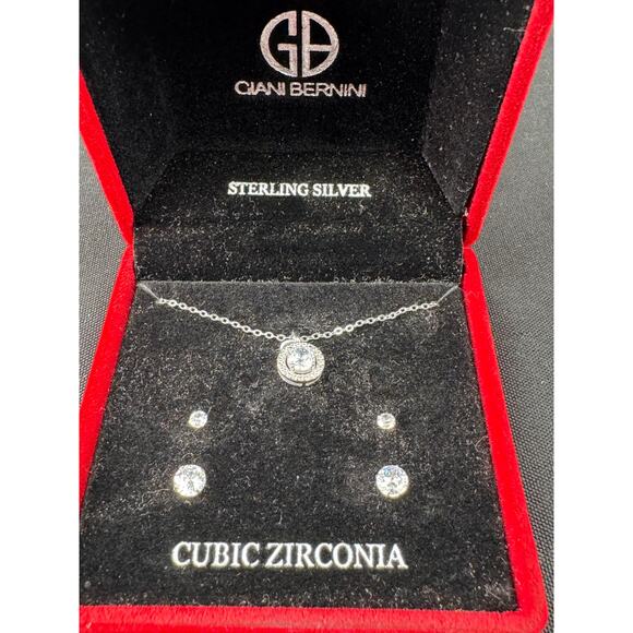 Giani Bernini Sterling Silver CZ Necklace & Earring Set - Picture 2 of 3